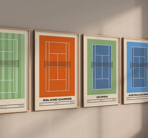 Poster tennis set 4 - set, di