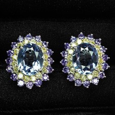 Orecchini in argento sterling 925 con zaffiro 6,80 carati e zaffiro che...