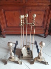 ALARI CAMINO in Ottone Lucido + SET ACCESSORI CAMINO e PORTA ACCESSORI IN OTTONE