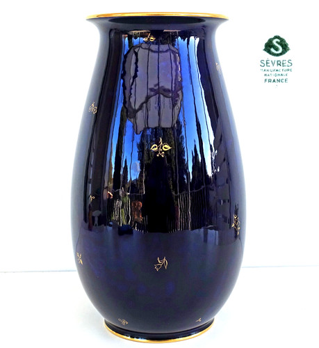 Sevres vase porcelaine bleu - sevres,