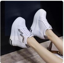 Scarpe per donna con zeppa interno 10cm lacci casual sport ginnastica da 34 a 39