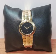 VINTAGE OROLOGIO QUARZO DONNA GUCCI 3000 L SWISS MADE BLACK GOLD PLATED G 10 M