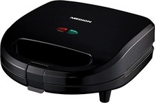 Medion MD 19788 Sandwichmaker mit Wechselplatten Sandwich Waffel Panini schwarz
