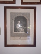 Stampa antica originale metà 1800 con cornice. autenticata con sigillo ceralacca