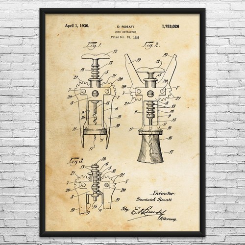Wine corkscrew patent - wine,