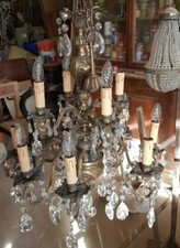 Lampadario in bronzo ottone e cristallo (NI)