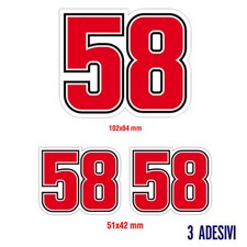 KIT 3 ADESIVI STICKERS 58 MARCO SIMONCELLI...FANTASTICI...VERNICIABILI!