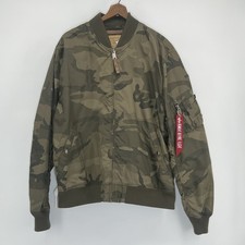 Giacca Bomber Alpha Industries Mimetica MA-1 3XL Adatto 2XL Cappotto da Volo Militare