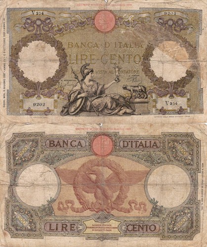 100 lire banca italia - lire,