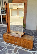 Toilette da camera art deco in noce e radica da restaurare anno 1930-40