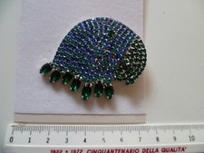 SPILLA TESTA PAPPAGALLO BLUETTE VERDE BIJOUX BIGIOTTERIA 4X4 CM NUOVA