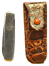 Coltello tascabile "JOWIKA Solingen" inox cromato SMALL&SLIM tedesco c.1961 con custodia