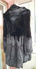 Cappotto pelliccia visone visone originale НОРКА con cappuccio, colore nero./345/