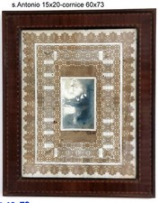 CANIVET ANTICO QUADRO CORNICE NOCE  E MERLETTO CON S.ANTONIO CM.60X73-15X20