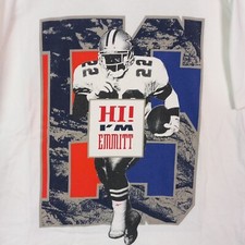 RAREST Hi I'm EMMITT REEBOK 90'S T-SHIRT TEE AMERICAN FOOTBALL BIG PRINTING L