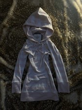 Felpa con cappuccio lunga vintage Abercrombie and Fitch bambino rosa e bianca a righe