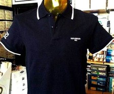 Polo uomo Baci Abbracci con logo frontale e sul collo, bordi rigati art BAM2116