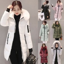Parka donna lungo invernale elegante e caldo con cappuccio pelliccia e trapuntato