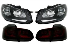 KIT FARI FANALI ANTERIORI + POSTERIORI Golf 6 VI Look GT GTD Led nero rosso