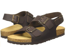 Sandali Salamander Balbao uomo UK 7 EU 41 pelle marrone tre cinturini punta aperta