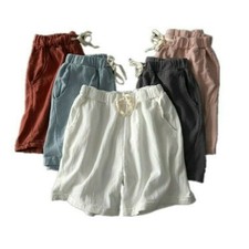 New women cotton linen shorts - cotton,
