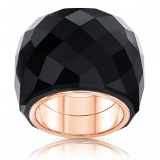 Anello Swarovski Nirvana Cristallo Nero Tono Oro Rosa Misura 52 | 5474366