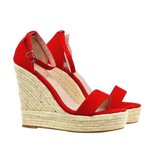 Sandali rossi con zeppa - , in
