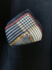 Fazzoletto da taschino vintage Roberta Di Camerinbianco blu, pochette da uomo