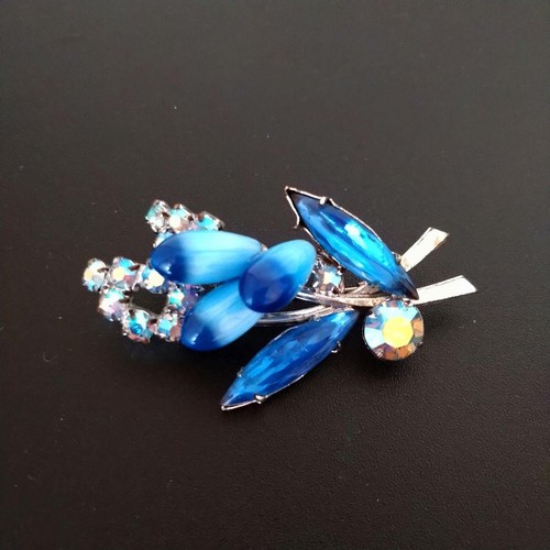 Spilla fiore blu - , vintage