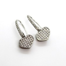 Orecchini Nanis Pendenti in Oro Bianco 18k e Diamanti con Cuore