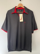 Nike Andre Agassi Polo T Shirt Uomo Medium Oversize Grigio Rosso Deadstock Tennis
