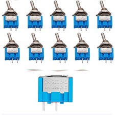 10 x Micro interruttore on off a levetta 2 pin mini  12V 24V 220V 6A