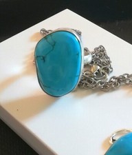 ANELLO TURCHESE CAMPITOS IN ARGENTO 925 MASSICCIO, TURCHESE MESSICANO NATURALE