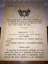 LEGGE CONVENZIONE DEMANIO STATO E MUNICIPIO ROMA PIANO REGOLATORE CAPITALE REGNO