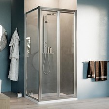 BOX DOCCIA SALOON ANGOLARE DOPPIA ANTA BATTENTE VETRO CRISTALLO H198 CABINA