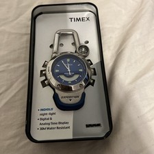 Portachiavi auto da viaggio bagaglio tascabile Timex Rugg orologio bussola militare USA nuovo