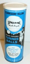 Palline da tennis Pancho Gonzales SPALDING vintage! Bidone in metallo giallo fluorescente