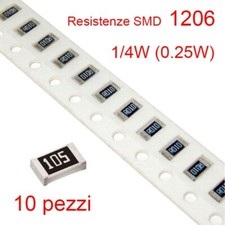 x10 Resistenza SMD 1206 1.3 Ω Ohm 1R30 1/4W 0.25W 1% - 10 pezzi - ITALIA 