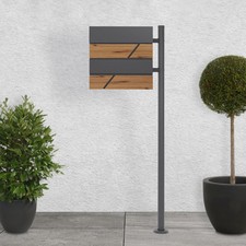 Cassetta postale antracite effetto legno supporto piedistallo acciaio verniciato