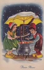 Augurale: Buon anno - le caldarroste    1955