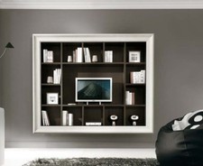 PARETE ATTREZZATA CON CORNICE +  LIBRERIA E PORTA TV +