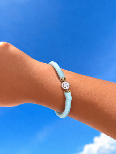 Bracciale perline celeste con