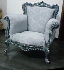 Poltrona stile italian con finiture in argento vintage anni '90 nuova