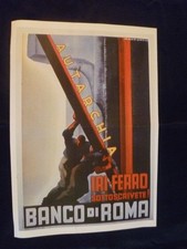 RIPRODUZIONE MANIFESTO LOCANDINA 35x50 CM AUTARCHIA IRI FERRO BANCO DI ROMA