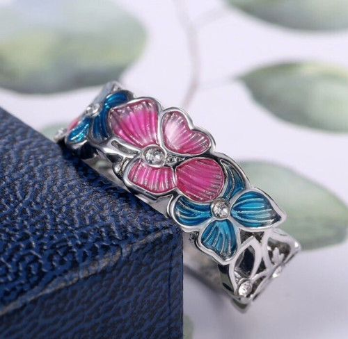 Anello motivo fiore colorato - fiore,