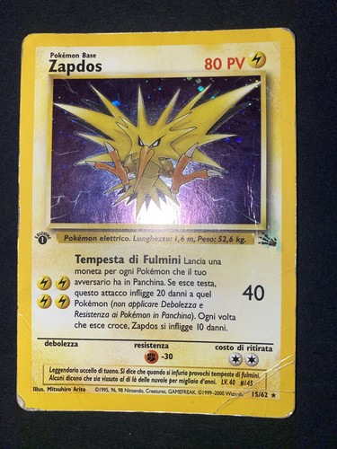 Zapdos holo fossil - 1a, edizione