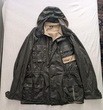 Belstaff Field Jacket Polyurethane Hooded Men Black Cotton 2XL Italy Malenotti