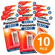 10 Pile Panasonic CR123 Litio 3V CR 123 Lithium Power Batterie Fotocamere Flash