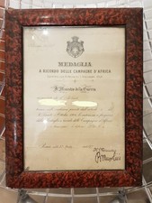 Attestato Medaglia Campagne d'Africa 1894 Ministero della Guerra Mussolini