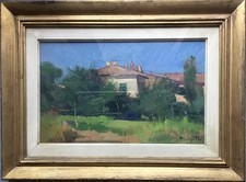 PELAGATTI DINO, Olio Su Tavola, 25,5x40 Cm  Titolo : Campagna. Scuola Labronica